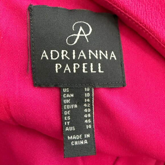 Adrianna Papell Ruffle Crepe Maxi Gown Women's 10 Pink Formal Dress Party NWT - Picture 11 of 16